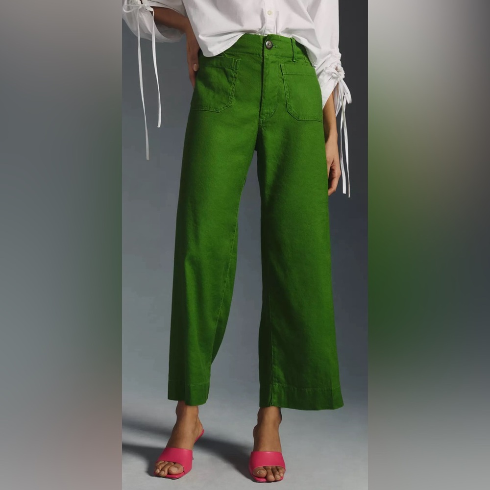 The Colette Cropped Wide-Leg Pants by Maeve: Linen Edition- NWOT- Size 28